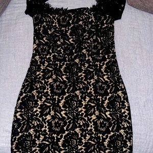 Lulu’s Black and Tan dress- lace size medium